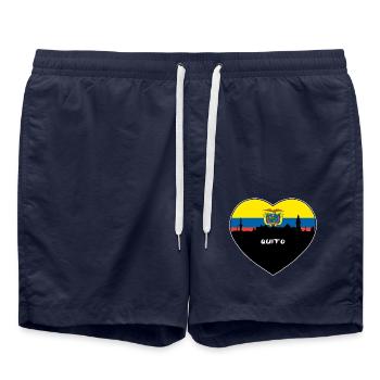 Quito Equador Flagge Skyline Reise Souvenir - Badeshorts - French Navy - Vorne - AI Model Male 185 light (185cm)