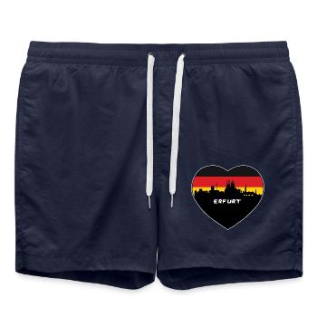 Flaggen-Skyline-Reise-Andenken Erfurts Deutschland - Badeshorts - French Navy - Vorne - AI Model Male 185 light (185cm)