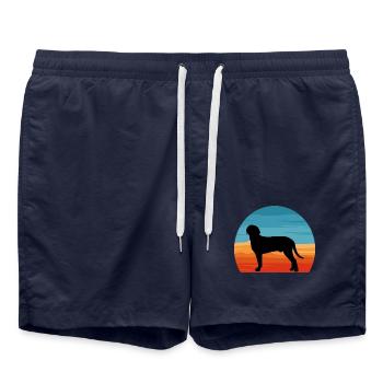 Austrian Black And Tan Hound Hund Silhouette Retro - Badeshorts - French Navy - Vorne - AI Model Male 185 light (185cm)