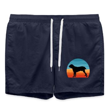 Zentralasiatischer Schäferhund Silhouette Retro Sonnenuntergang - Badeshorts - French Navy - Vorne - AI Model Male 185 light (185cm)