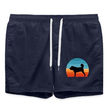 Armenischer Gampr Hund Liebhaber Silhouette Vintage Sonnenuntergang - Badeshorts - French Navy - Vorne - AI Model Male 185 light (185cm)