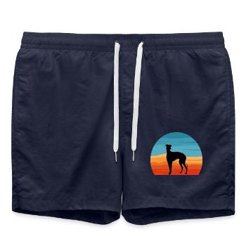 Galgo Espanol Hundeliebhaber Silhouette Vintage Sonnenuntergang - Badeshorts - French Navy - Vorne - AI Model Male 185 light (185cm)