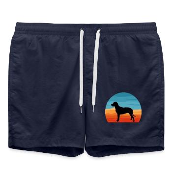 Finnischer Laufhund Hund Liebhaber Silhouette Vintage Sonnenuntergang - Badeshorts - French Navy - Vorne - AI Model Male 185 light (185cm)