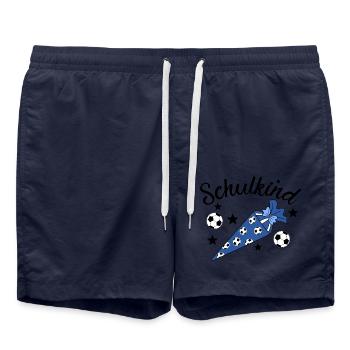 Schulkind Fußball Schulanfang - Badeshorts - French Navy - Vorne - AI Model Male 185 light (185cm)