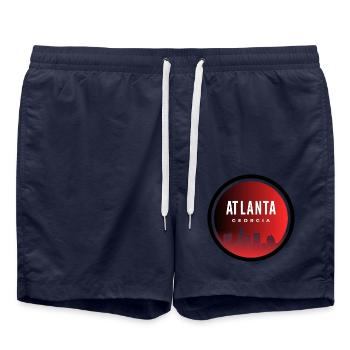 "Lebendige Atlanta-Verschmelzung von Geschichte und Innovation - Badeshorts - French Navy - Vorne - AI Model Male 185 light (185cm)