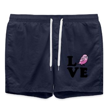 Love Wellensittich - Badeshorts - French Navy - Vorne - AI Model Male 185 light (185cm)