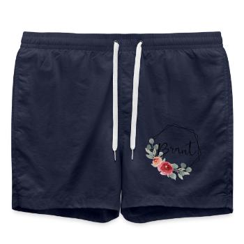 Braut - Hexagon Vintage Blumen - Badeshorts - French Navy - Vorne - AI Model Male 185 light (185cm)