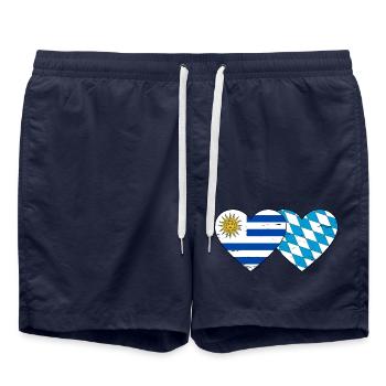 Uruguay Bayern Flagge Herz used - Badeshorts - French Navy - Vorne - AI Model Male 185 light (185cm)