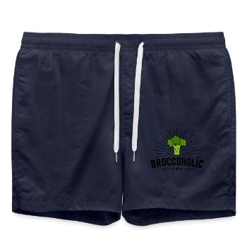 Broccoholic - Lachender Brokkoli für Veggies - Badeshorts - French Navy - Vorne - AI Model Male 185 light (185cm)