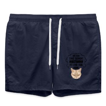 Ich hab das schon verstanden - Grimmige Katze - Badeshorts - French Navy - Vorne - AI Model Male 185 light (185cm)