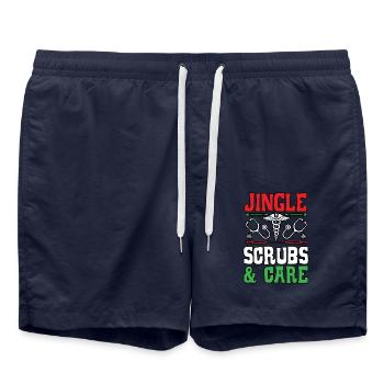 Jingle Scrubs & Care Krankenschwester Weihnachten - Badeshorts - French Navy - Vorne - AI Model Male 185 light (185cm)