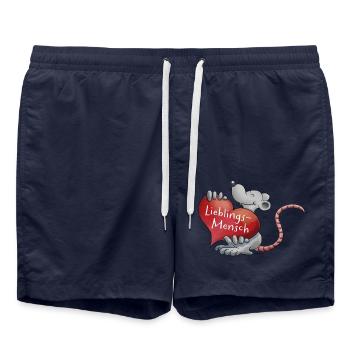Lieblings-Mensch Herzensmaus - Badeshorts - French Navy - Vorne - AI Model Male 185 light (185cm)