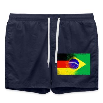 Germany Brazil Flag - Badeshorts - French Navy - Vorne - AI Model Male 185 light (185cm)
