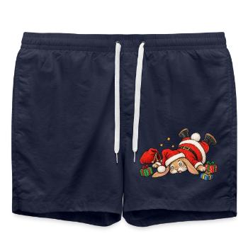 Lustiger gefallener Hase Winter-Paket-Hasen-Humor - Badeshorts - French Navy - Vorne - AI Model Male 185 light (185cm)