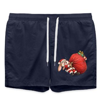 Lustiger Hasen-Riesensack-Winter-Hasen-Humor - Badeshorts - French Navy - Vorne - AI Model Male 185 light (185cm)