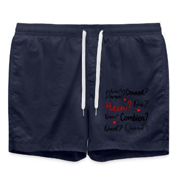 Französische Fragepronomen - Badeshorts - French Navy - Vorne - AI Model Male 185 light (185cm)