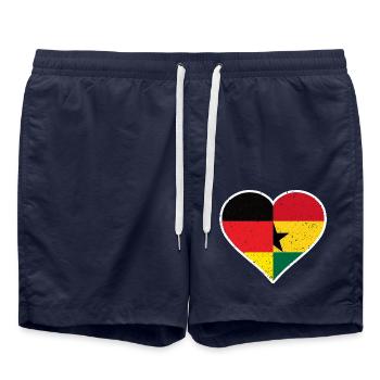 Germany Ghana Vintage Heart - Badeshorts - French Navy - Vorne - AI Model Male 185 light (185cm)