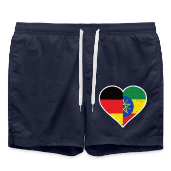 Germany Ethiopia Vintage Heart - Badeshorts - French Navy - Vorne - AI Model Male 185 light (185cm)