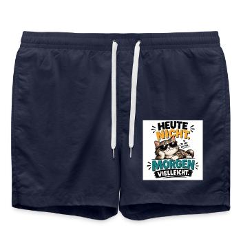 „Lustige Sprüche & kreative Designs“.  - Badeshorts - French Navy - Vorne - AI Model Male 185 light (185cm)
