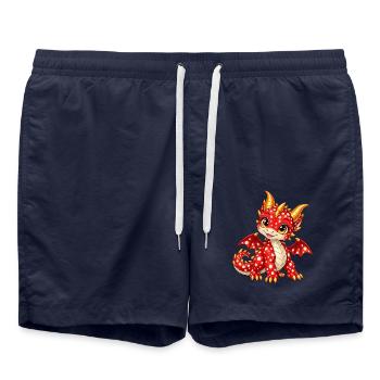 Süßer Fliegenpilzdrache – Fantasy Drachenbaby - Badeshorts - French Navy - Vorne - AI Model Male 185 light (185cm)