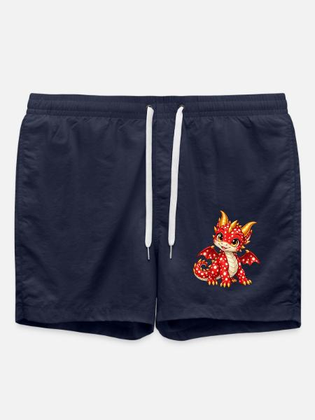 Süßer Fliegenpilzdrache – Fantasy Drachenbaby - Badeshorts - French Navy