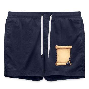 Leere Verfassungsrolle mit Federkiel - Badeshorts - French Navy - Vorne - AI Model Male 185 light (185cm)