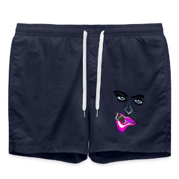 Neon Lippen Pop-Art Kuss - Badeshorts - French Navy - Vorne - AI Model Male 185 light (185cm)