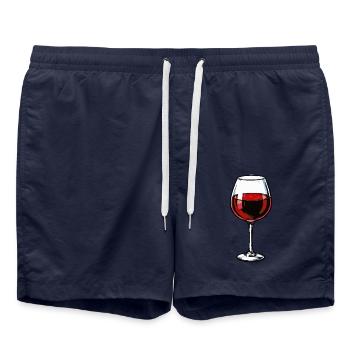 Rotweinglas Illustration - Badeshorts - French Navy - Vorne - AI Model Male 185 light (185cm)