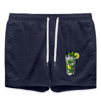 Minzlimonade im Glas - Badeshorts - French Navy - Vorne - AI Model Male 185 light (185cm)