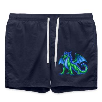 Majestätische Drachenmutter – Blau Grüner Drache - Badeshorts - French Navy - Vorne - AI Model Male 185 light (185cm)