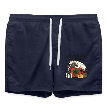 Weihnachtsschaf Geben ist seliger denn Nehmen - Badeshorts - French Navy - Vorne - AI Model Male 185 light (185cm)