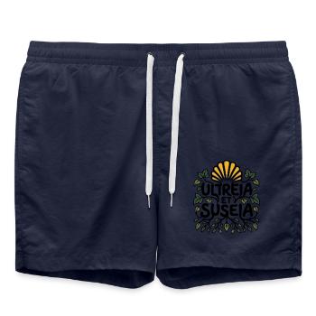 Ultreia und Suseia – Camino de Santiago - Badeshorts - French Navy - Vorne - AI Model Male 185 light (185cm)