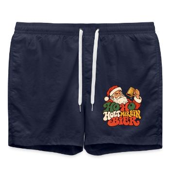 Ho Ho Holt mir ein Bier Weihnachtsmann Shirt - Badeshorts - French Navy - Vorne - AI Model Male 185 light (185cm)