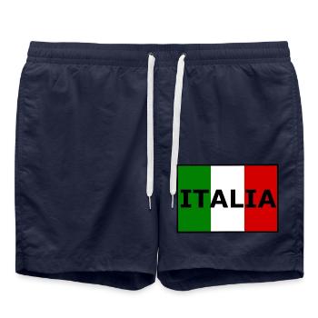 Italienische Flaggen-Typografie - Badeshorts - French Navy - Vorne - AI Model Male 185 light (185cm)