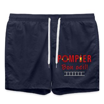 FEUERWEHRMANN GUTES AUGE – FEUERWEHRWACHE-HUMOR - Badeshorts - French Navy - Vorne - AI Model Male 185 light (185cm)