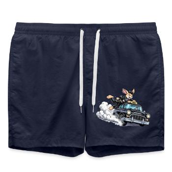 Bunny Punk im Taxi-Action - Badeshorts - French Navy - Vorne - AI Model Male 185 light (185cm)