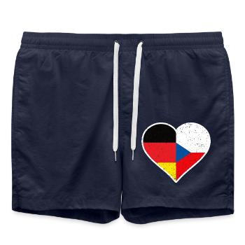 Germany Czech Republic Vintage Heart - Badeshorts - French Navy - Vorne - AI Model Male 185 light (185cm)