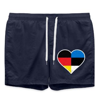 Germany Estonia Vintage Heart - Badeshorts - French Navy - Vorne - AI Model Male 185 light (185cm)