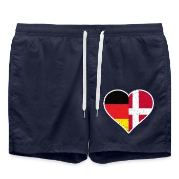 Germany x Denmark Vintage Heart - Badeshorts - French Navy - Vorne - AI Model Male 185 light (185cm)