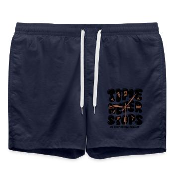 Vintage Uhr – Römische Zahlen Retro Design - Badeshorts - French Navy - Vorne - AI Model Male 185 light (185cm)