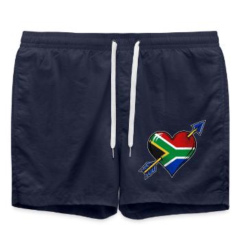 Südafrika Flagge Herz mit Pfeile - Badeshorts - French Navy - Vorne - AI Model Male 185 light (185cm)