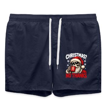 Skull Santa Nein danke - Badeshorts - French Navy - Vorne - AI Model Male 185 light (185cm)