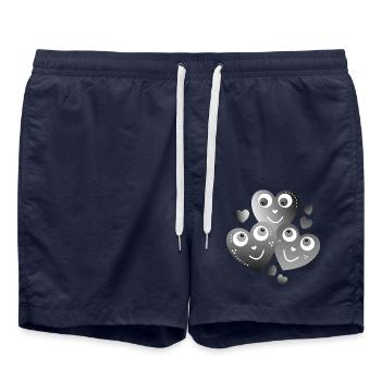 fröhliche grauschwarze Herzen lächelnde Herzen - Badeshorts - French Navy - Vorne - AI Model Male 185 light (185cm)