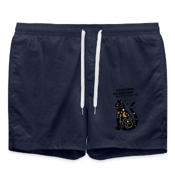 Schnurrrsalabimbam - Gib mir Snacks! - Katze - Badeshorts - French Navy - Vorne - AI Model Male 185 light (185cm)