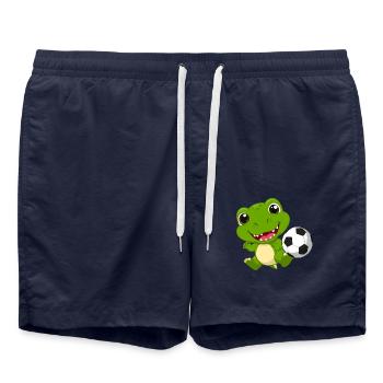 Kleiner Grüner Drache Spielt Fußball Kinder TShirt - Badeshorts - French Navy - Vorne - AI Model Male 185 light (185cm)