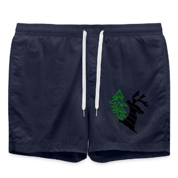 Grüner Tannenbaum mit Elch - Badeshorts - French Navy - Vorne - AI Model Male 185 light (185cm)