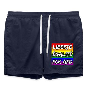 LIBERTÉ ÉGALITÉ FCK AFD REGENBOGEN FCK NZS, NO NZS - Badeshorts - French Navy - Vorne - AI Model Male 185 light (185cm)
