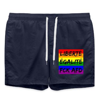 LIBERTÉ ÉGALITÉ FCK AFD REGENBOGEN FCK NZS, NO NZS - Badeshorts - French Navy - Vorne - AI Model Male 185 light (185cm)