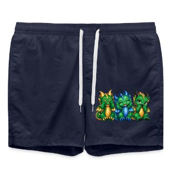 Drei weise Drachen – Nichts sehen hören sagen - Badeshorts - French Navy - Vorne - AI Model Male 185 light (185cm)