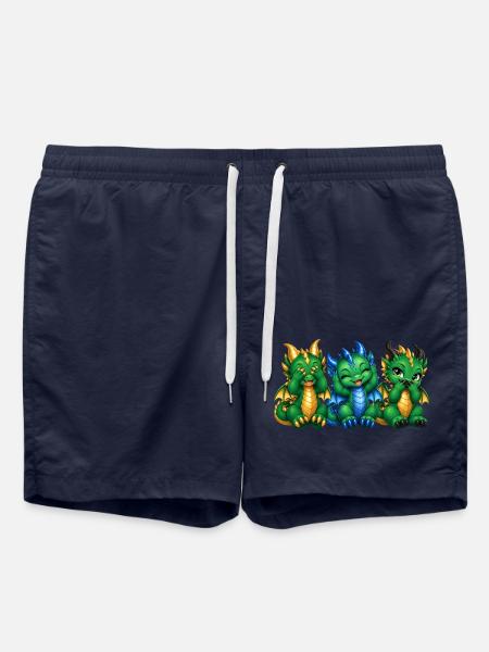 Drei weise Drachen – Nichts sehen hören sagen - Badeshorts - French Navy